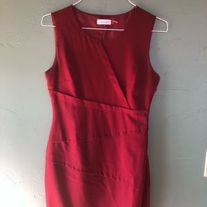 Calvin Klein Red Sheath dress with zig zag detail